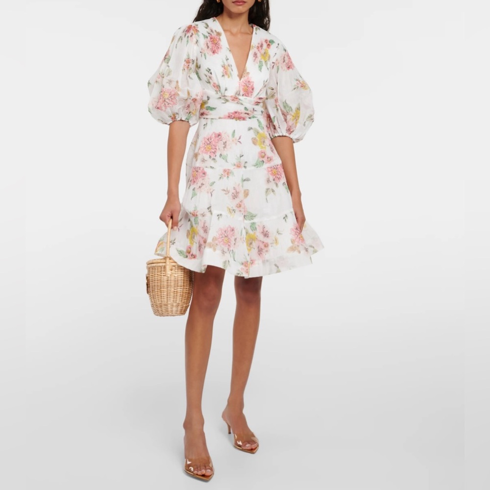 Zimmermann BRAND NEW Floral Pleated Puff Sleeve Mini Dress